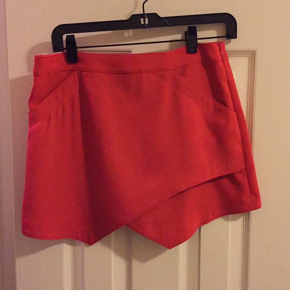 Red asymmetrical skirt